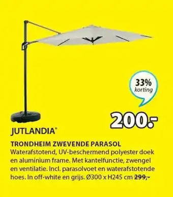 Jysk Trondheim zwevende parasol aanbieding