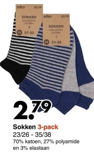 Wibra Sokken 3-pack aanbieding