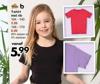 Wibra T-shirt met rib 104 - 140 aanbieding