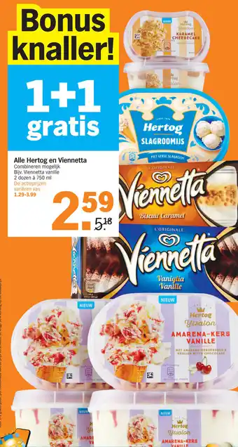 Albert Heijn Hertog en Viennetta assortiment aanbieding