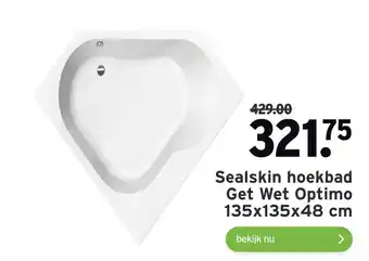 GAMMA Sealskin hoekbac Get Wet Optimo 135x135x48 cm aanbieding