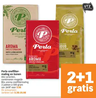 Albert Heijn Perla Snelfiltermalig en bonen 3*500g aanbieding