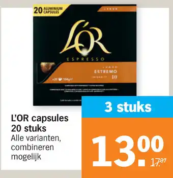 Albert Heijn L'Or Koffiecapsules 3*20stuks aanbieding