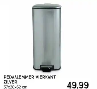 Xenos Pedaalemmer Vierkant zilver 30L aanbieding