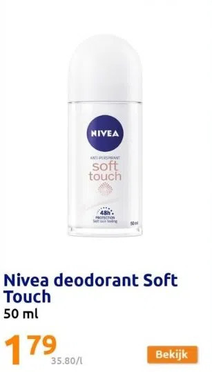 Action Nivea deodorant soft touch aanbieding