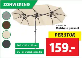 Lidl Schneider dubbele parasol 300x150x220CM aanbieding