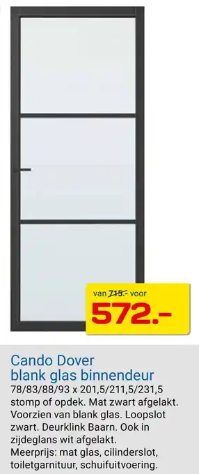 Kluswijs Canddover blank glas binnendeur aanbieding