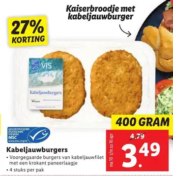 Lidl Kabeljauwburgers 400 gram aanbieding