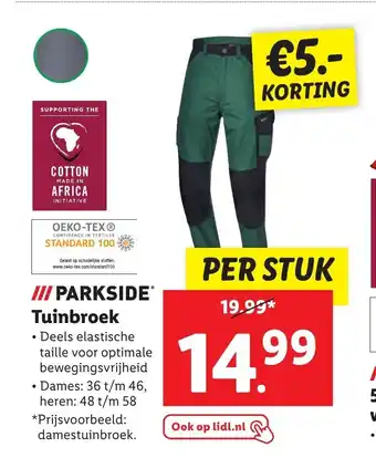 Lidl Parkside tuinbroek aanbieding