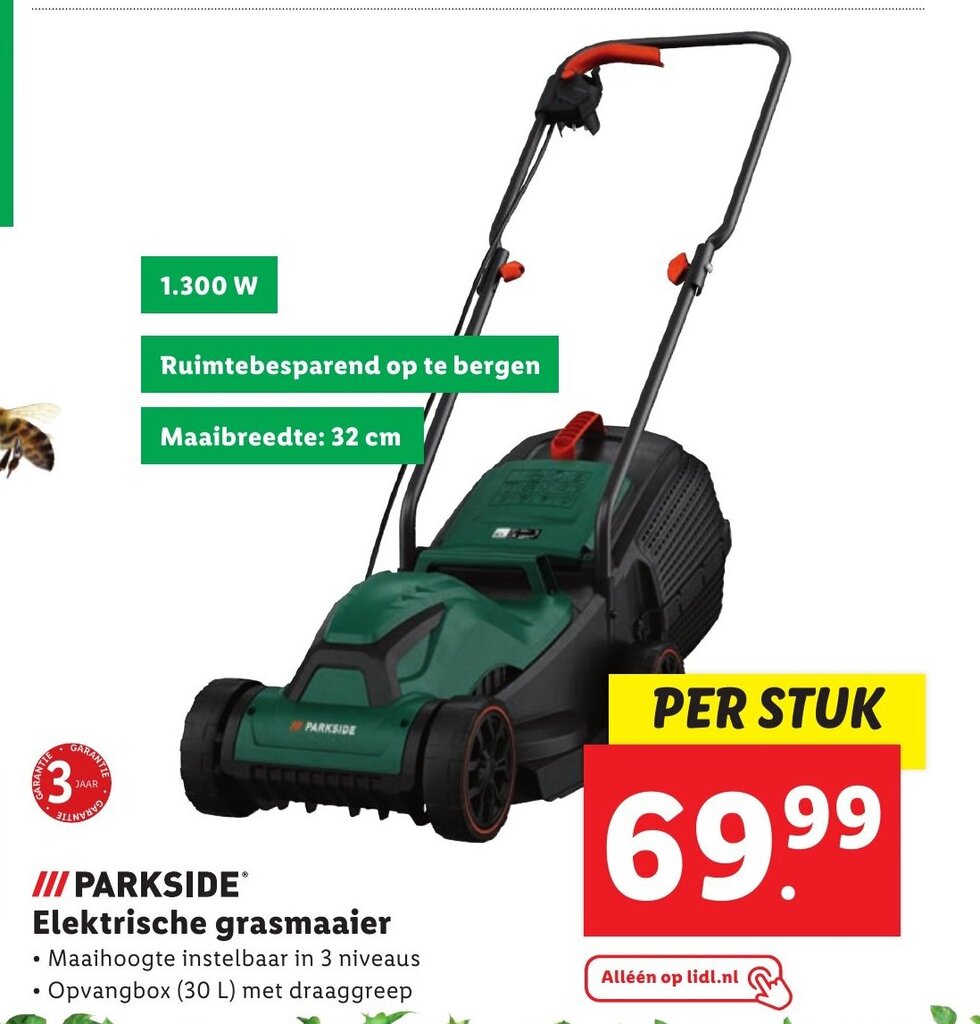 Vonroc Grasmaaier - 1300w - 32cm Maaibreedte - Instelbare