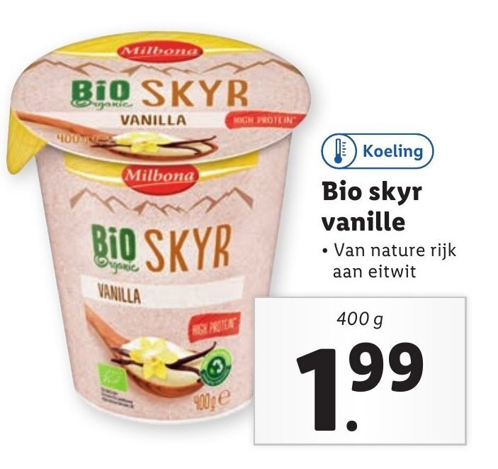 Milbona bio skyr vanille 400G aanbieding bij Lidl
