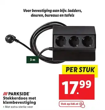 Lidl Parkside Stekkerdoos met klembevestiging aanbieding