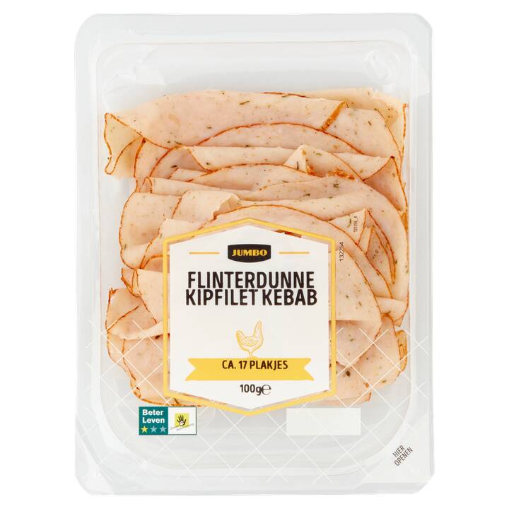 Jumbo flinterdunne kipfilet kebab 100g aanbieding bij Jumbo