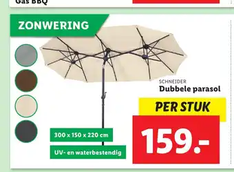 Lidl Schneider Dubbele parasol 300x150x220 cm aanbieding