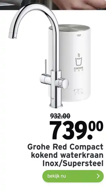 GAMMA Grohe Red Compact kokend waterkraan Inox/Supersteel aanbieding