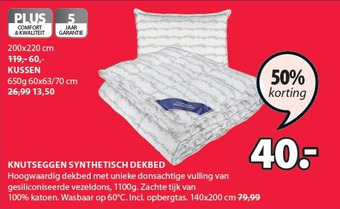 Jysk Knutseggen synthetisch dekbed aanbieding