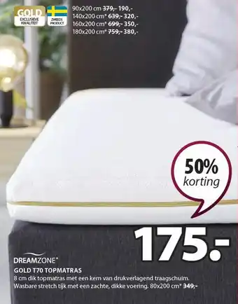 Jysk Dreamzone gold T70 topmatras aanbieding