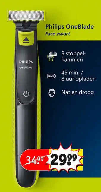 Kruidvat Philips OneBlade Face zwart aanbieding