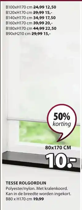 Jysk Tesse rolgordijn aanbieding