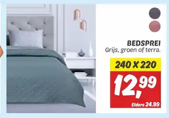 Dekamarkt Bedsprei Grijs, groen of terra 240x200 aanbieding