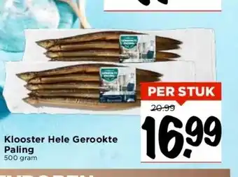 Vomar Voordeelmarkt Klooster hele gerookte paling 500 gram aanbieding