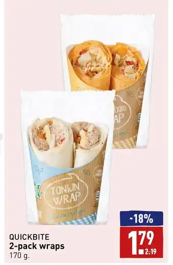 ALDI Quickbite 2-pack wraps 170G aanbieding