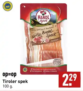 ALDI Handl Tyrol tiroler spek 100G aanbieding