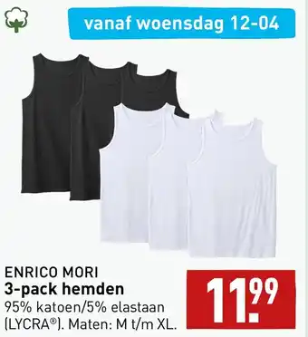 ALDI Enrico Mori 3-pack hemden M t/m XL aanbieding