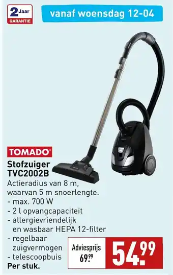 ALDI Tomado stofzuiger TVC2002B 700W aanbieding