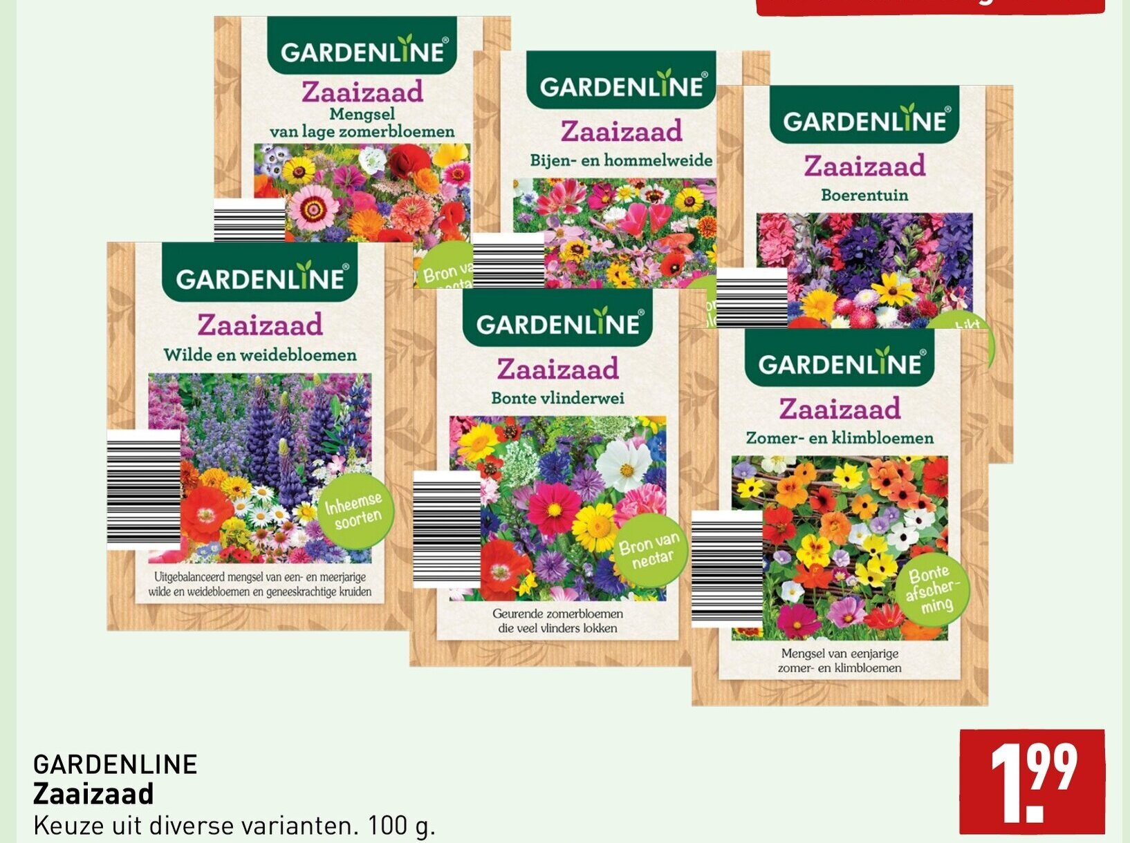 Gardenline zaaizaad 100G aanbieding bij ALDI