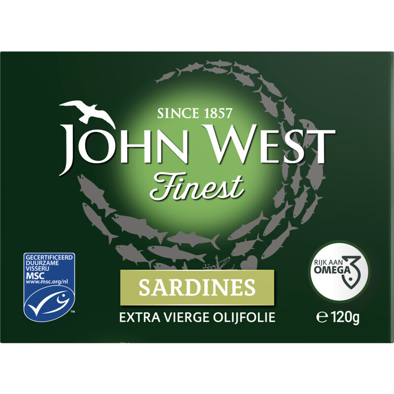 John west sardines extra vierge olijfolie aanbieding bij Albert Heijn