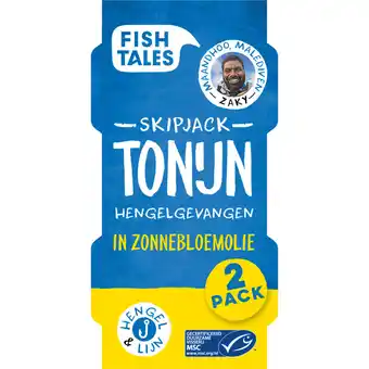 Albert Heijn Fish tales skipjack tonijn in zonnebloemolie 2-pack aanbieding