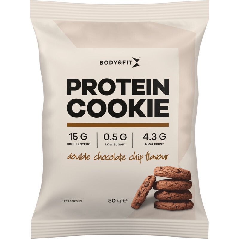 Body & fit protein cookie double chocolate chip aanbieding bij Albert Heijn