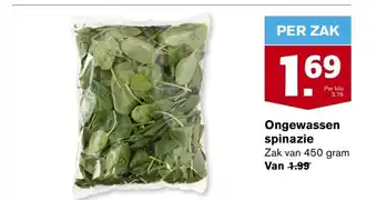 Hoogvliet Ongewassen spinazie 450 gram aanbieding