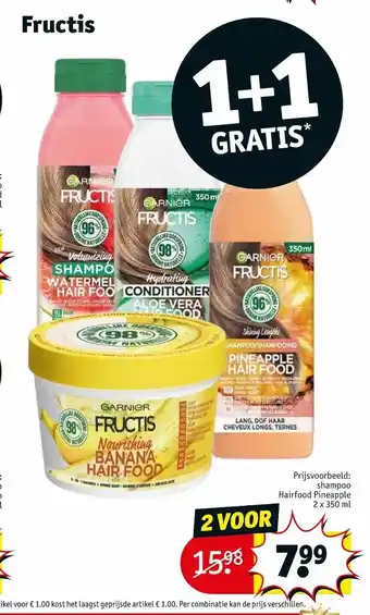 Kruidvat Fructis shampoo hairfood pineapple 2 x 350ml aanbieding