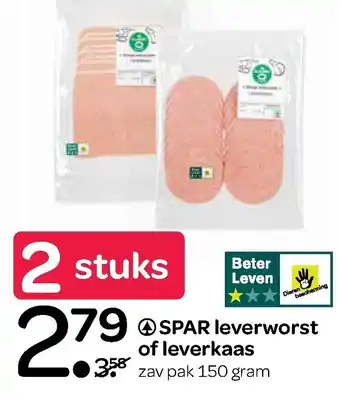 Spar Leverworst of leverkaas 150g aanbieding