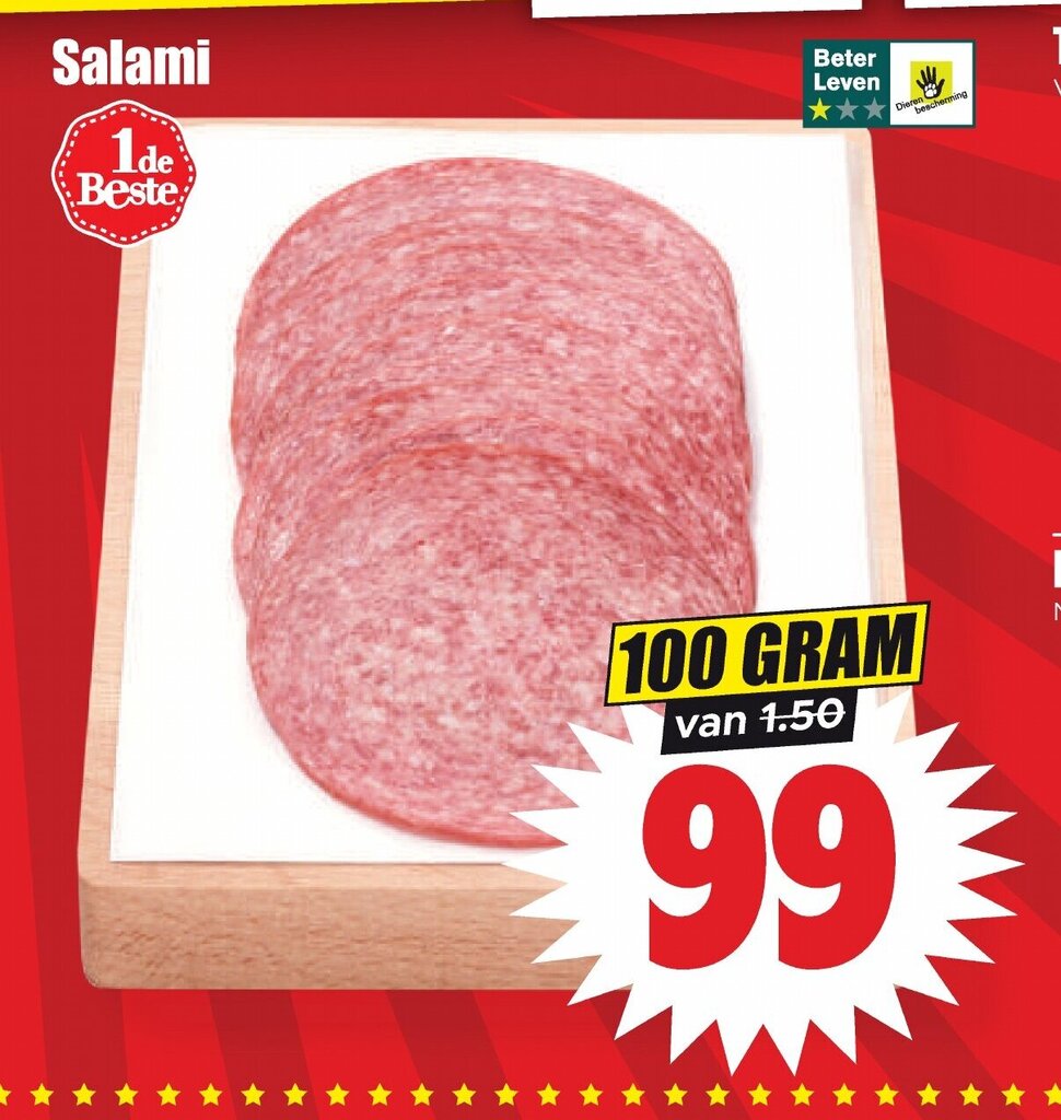 Salami 100 gram aanbieding bij Dirk