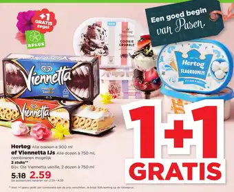 PLUS Hertog 900ml of Viennetta assortiment 750ml aanbieding