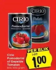 Vomar Voordeelmarkt Cirio pomodorini of gepelde tomaten blik 400 gram aanbieding