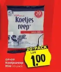 Vomar Voordeelmarkt Op=op koetjesreep mini 20-pack aanbieding