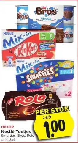 Vomar Voordeelmarkt Nestlé toetjes smarties, bros, rolo of kitkat aanbieding