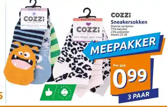 Action Cozzi Sneakersokken 23-38 3 paar aanbieding