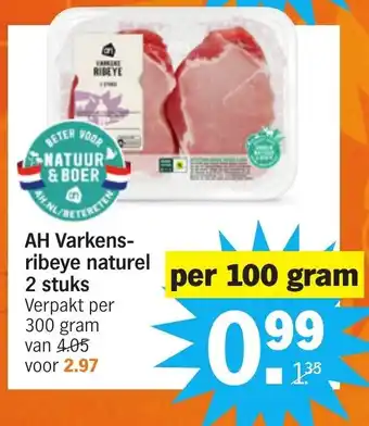 Albert Heijn Varkens ribeye naturel 100 gram aanbieding