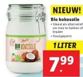 Lidl Bio kokosolie ideaal als alternatief om mee te bakken of braden aanbieding