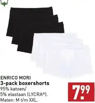 ALDI Enrico mori 3-pack boxershorts 95% katoen/ aanbieding