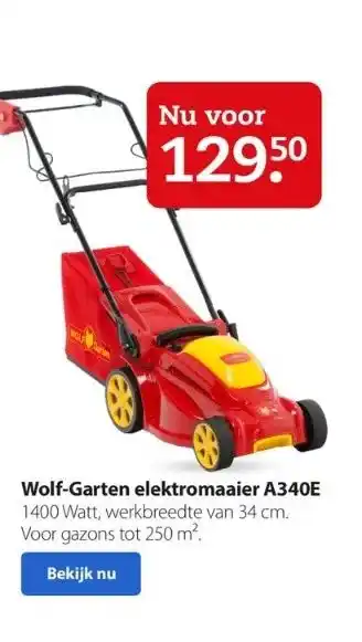Boerenbond Wolf-garten elektromaaier a340e aanbieding