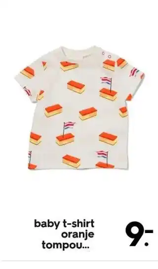 HEMA Baby t-shirt oranje tompouce gebroken wit aanbieding