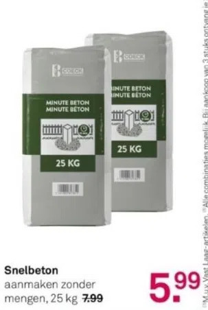 Karwei Snelbeton aanmaken zonder mengen, 25 kg aanbieding