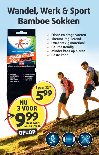 Lucovitaal Wandel, werk & sport bamboe sokken aanbieding
