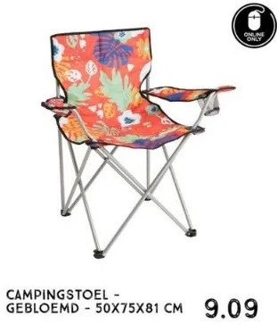 Xenos Campingstoel - gebloemd - 50x75x81 cm aanbieding